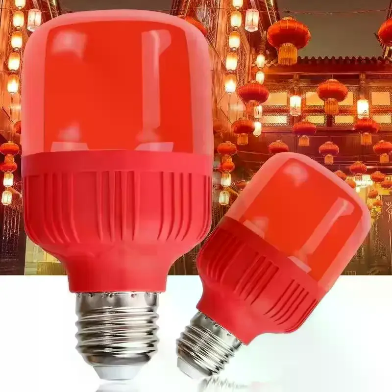 [1Pcs Red LED Light Bulb E27/B22 220V 5W 10W 15W 30W High Brightness Spot Light Festive New Year Bulb Christmas Lights] - view 2