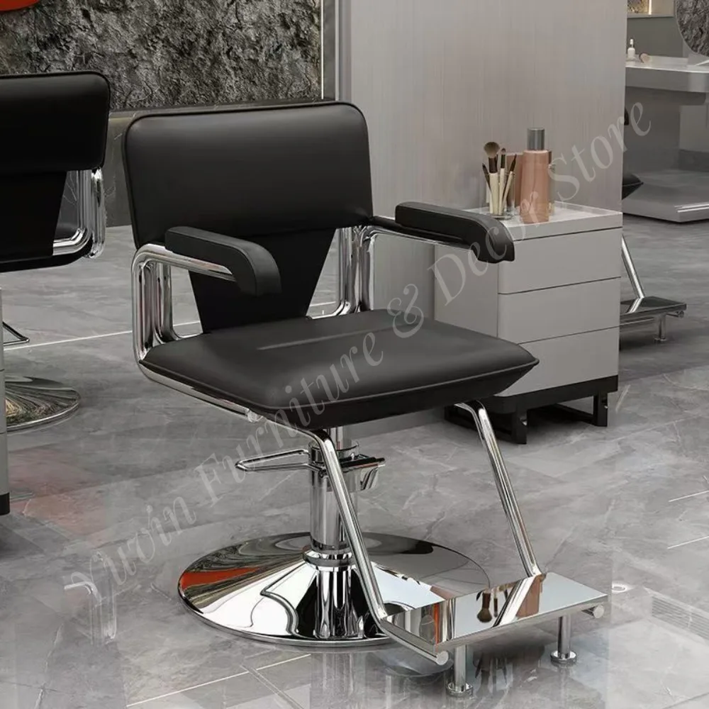 Contemporary Popular Metal Leather Portable Barber Chair 360 Degree Rotation Ergonomic Design Height Adjustable for Barber Shops