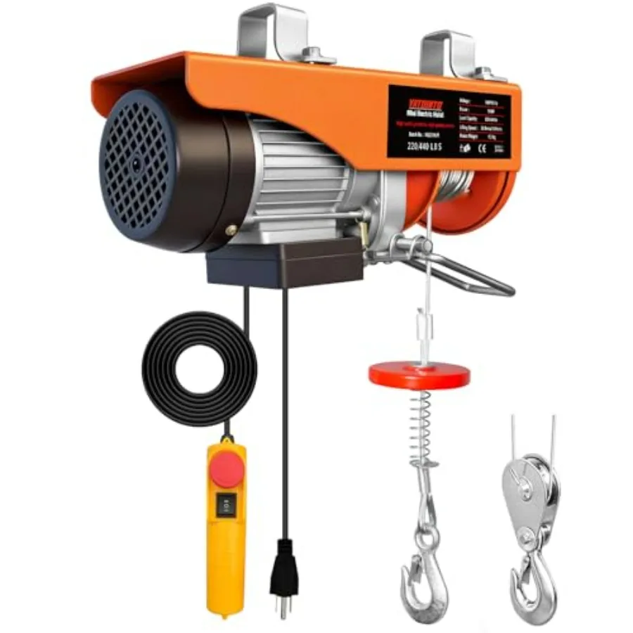 

440Lbs Electric Hoist with Remote Control510W Electric Winch with Zinc-Plated Steel Wire Hoist for Garage Warehouses Factories
