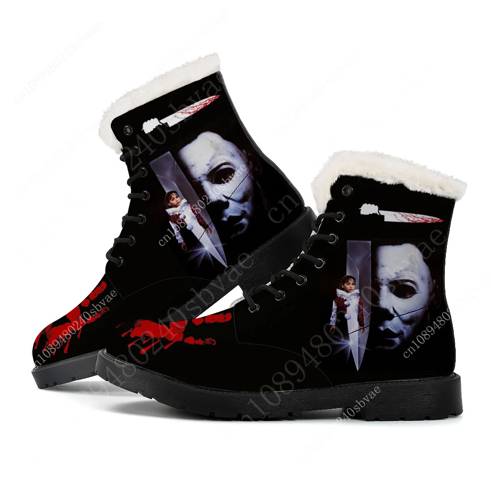 Horror Halloween Plush Flat Boots HI Michael Myers Mens Womens Teenager Custom Boot High Customized Shoes Sports Shoes