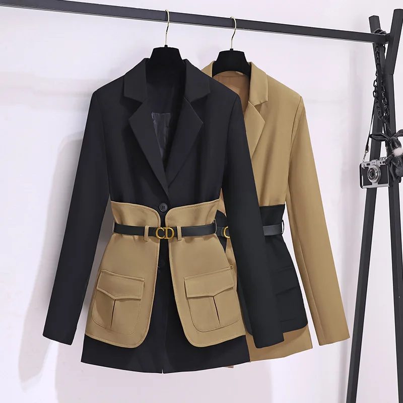 

2024 autumn and winter new French retro color blocked suit jacket temperament British style fashionable casual suit jacket