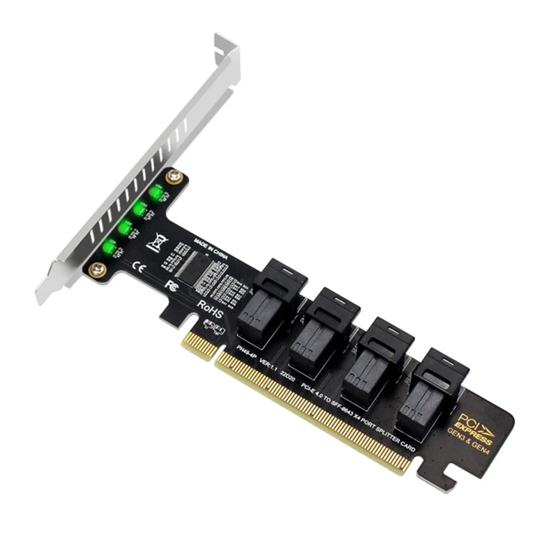 Tarjeta de expansión PCIE X16 a 4 puertos U.2 NVME SFF-8643, tarjeta divisora PCI-E 4,0, T3EB