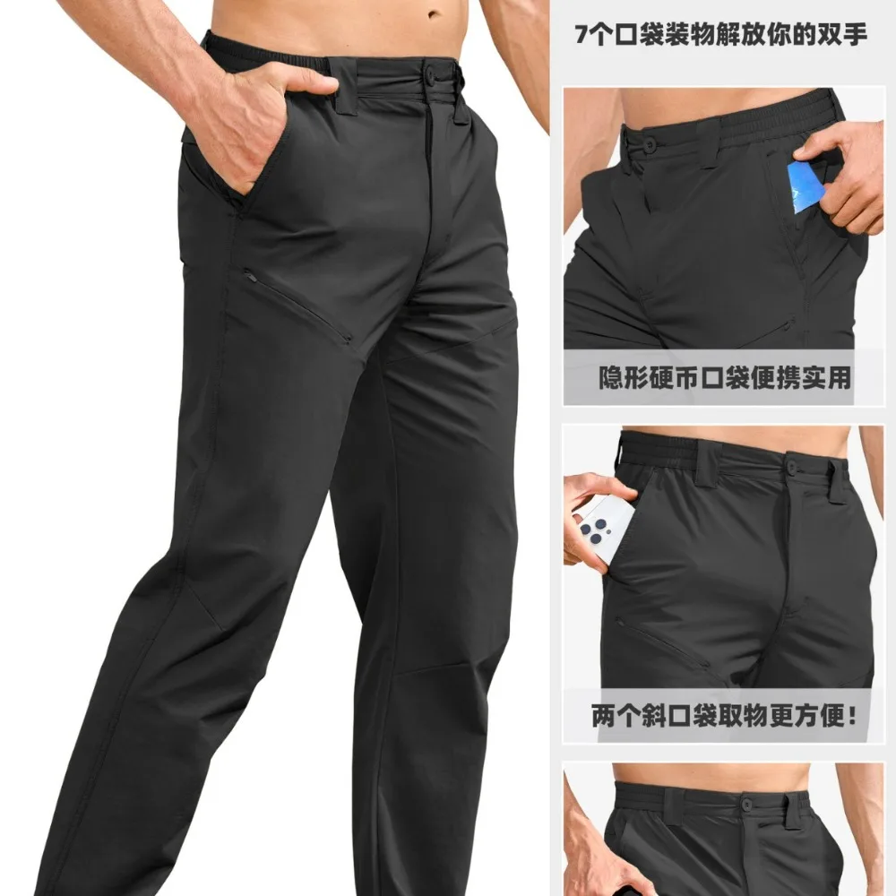 ฤดูใบไม้ผลิฤดูร้อนน้ําหนักเบา Rip-stop Cargo Work กางเกง Multi-Pockets Camping กางเกงตกปลา Quick Dry กางเกงเดินป่ากลางแจ้งผู้ชาย