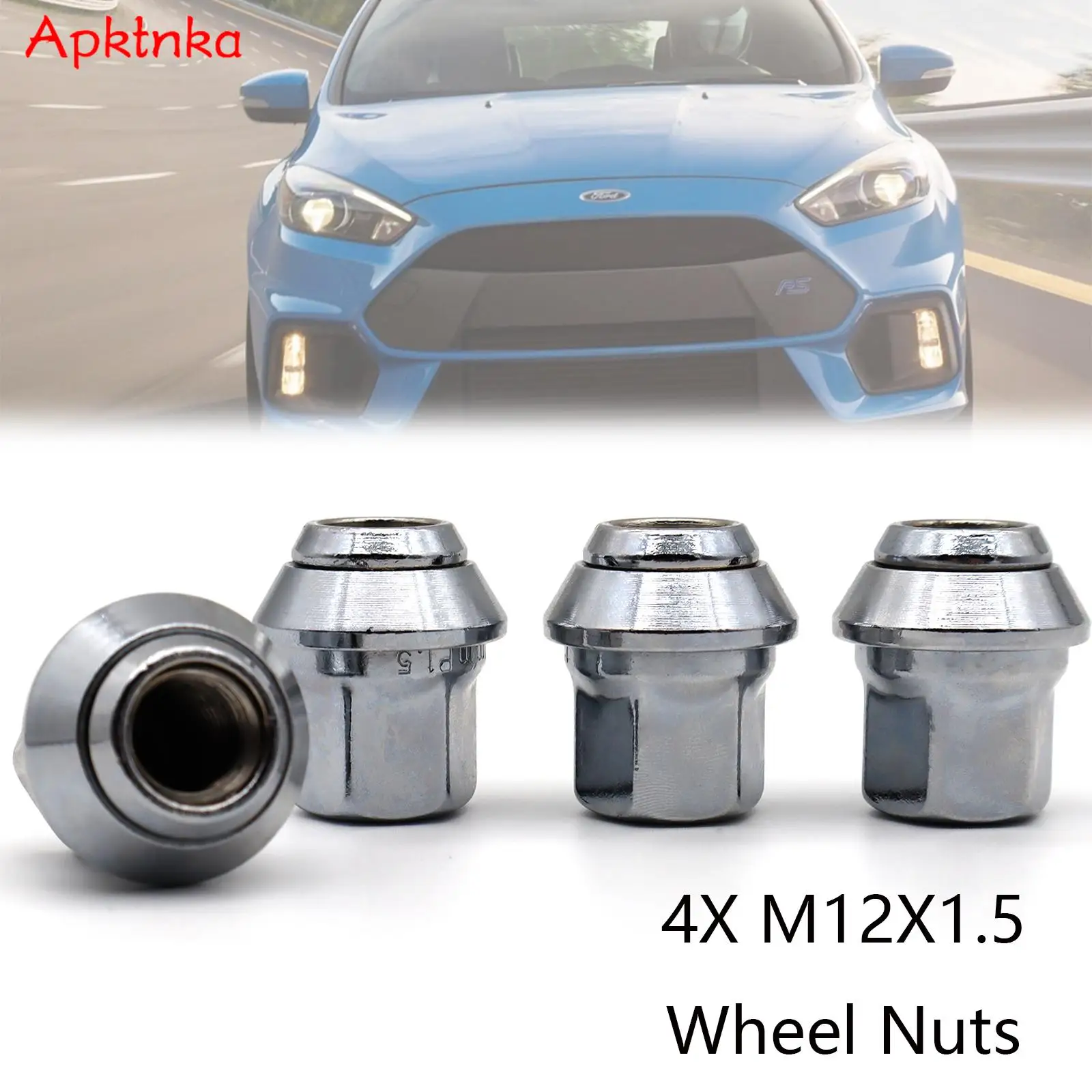 4pcs Car Alloy Wheel Nuts M12× 1.5 19mm Hex For Ford B-Max Fiesta Focus Kuga Mondeo MK4 MK5 MK6 MK7 MK8 Truck Wheels Tyres Parts