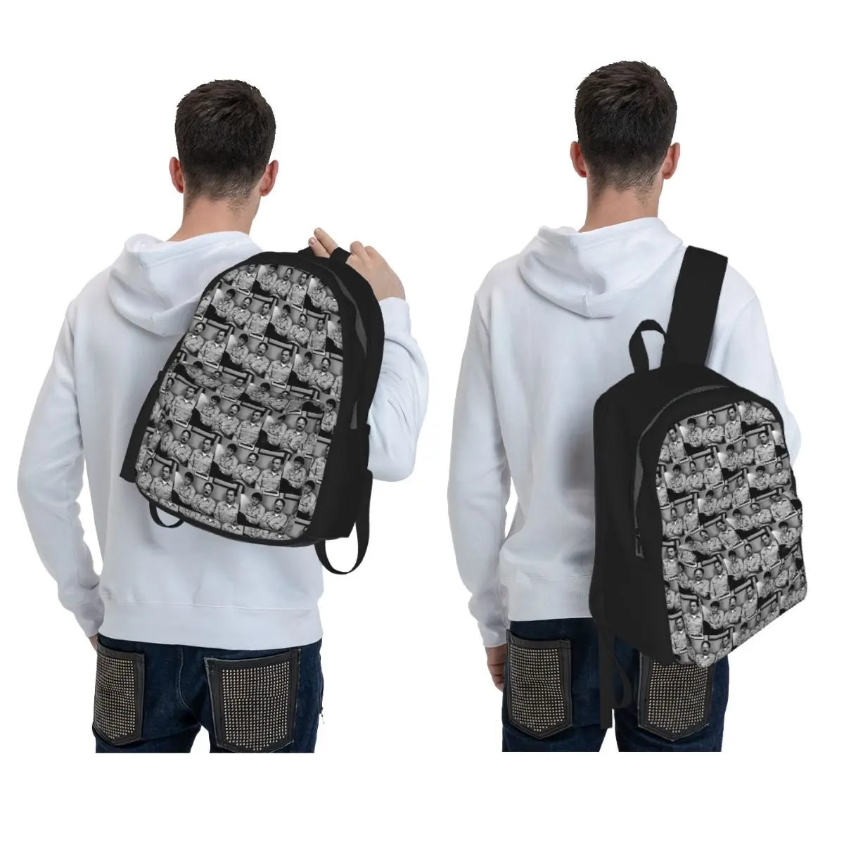 Jim, Dwight And Michael At Utica The Office Dunder Mifflin Paper Company Backpack Daypack BookBag School Bag Shoulder Bags