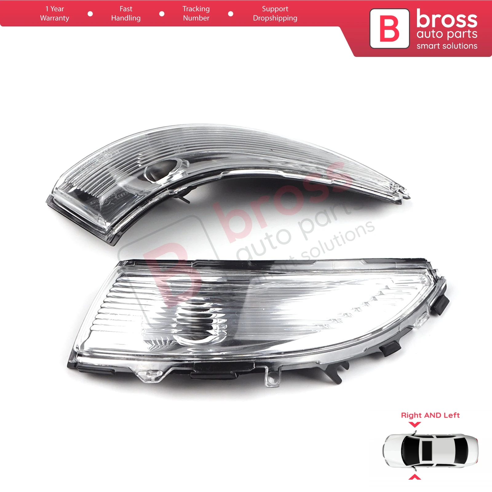 BSP624 Side Mirror Indicator Right and Left Lens 261659450R, 261604623R for Clio MK4 2012-On, Captur 2013-On,Samsung QM3 2013-On