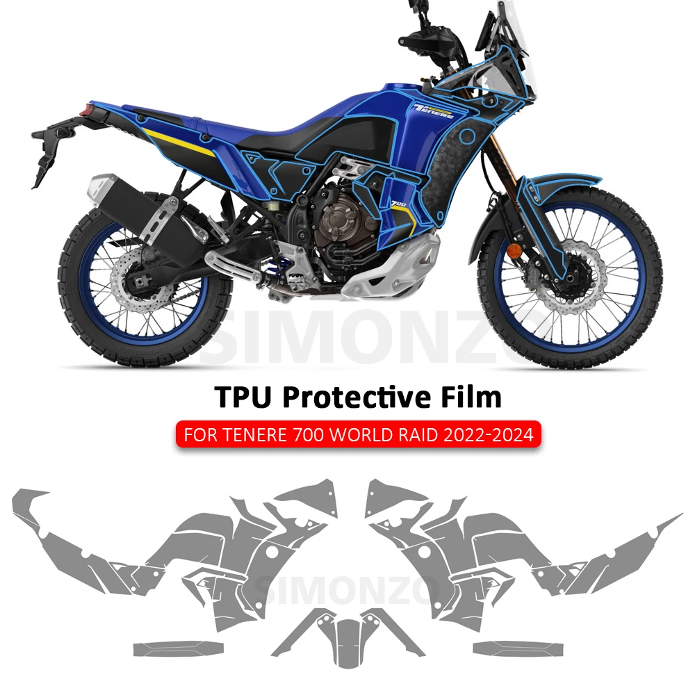 

PPF Tenere 700 Stickers Protective Film Special TPU Fairing Protection Parts For YAMAHA TENERE 700 2022-2024 Anti -Scratch Film