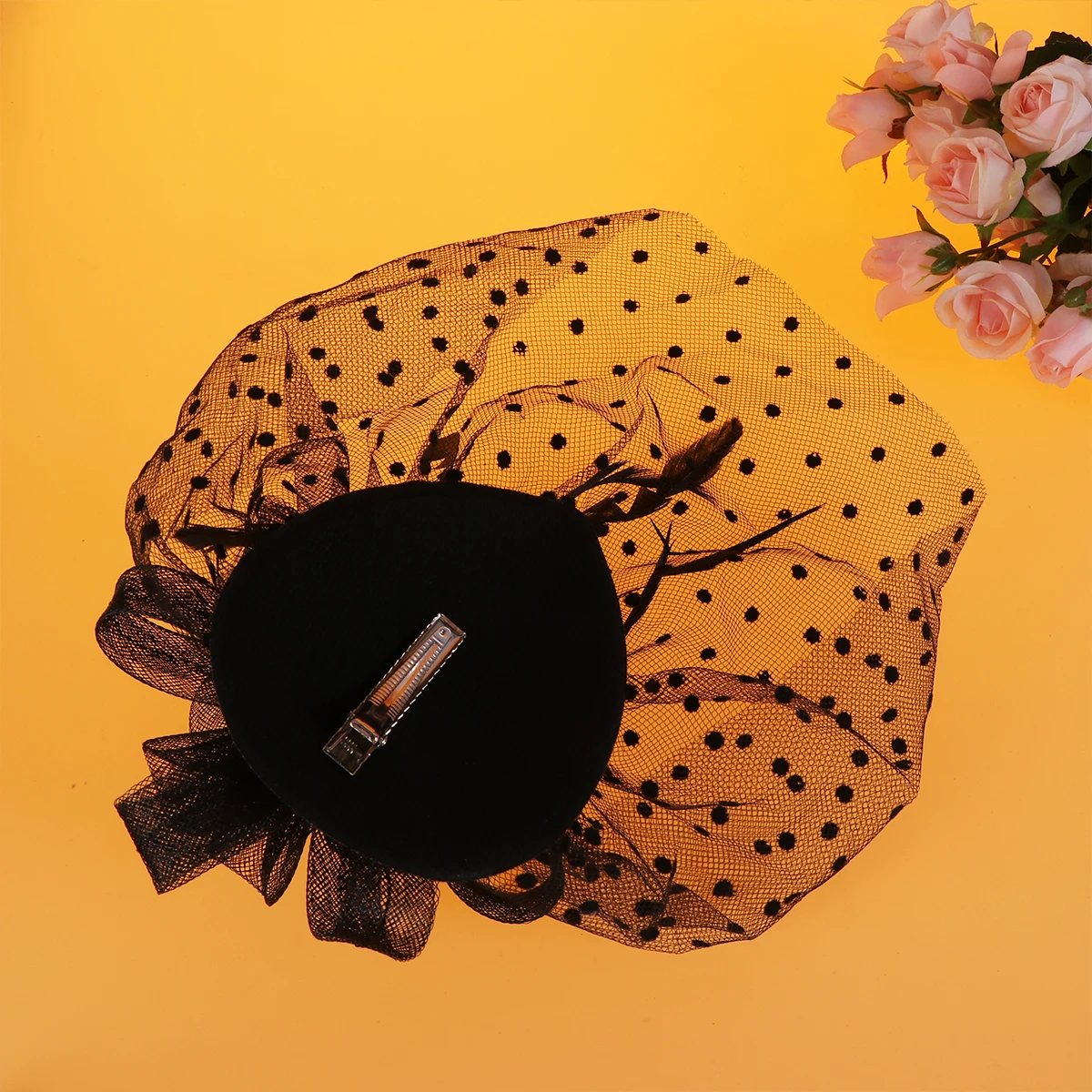 

Bride Fascinator Women Wedding Hat Hair Clip Black Hoop Elegant Alligator Headwear Vintage Veil Retro Mesh B Glamorous