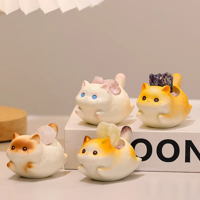 Japanese Cute Siamese Cat Figure Doll Ornament Modern Design Bobble Cat Miniatures Desktop Decoration Статуэтки Кошек FYFM