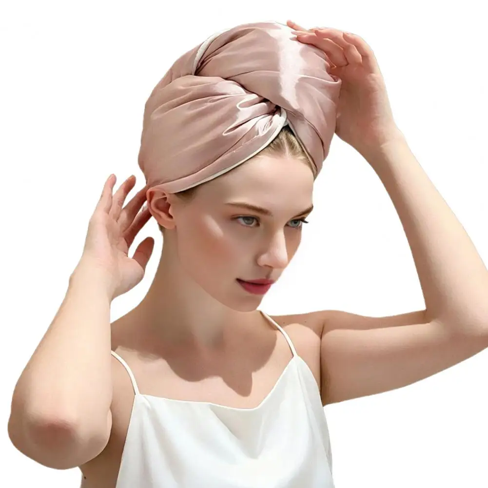 Shower Hair Towel Satin Microfiber Hair Towel Wrap Absorbent Fast Drying Turban Anti-frizz Hair Towel for Curly Long Microfiber