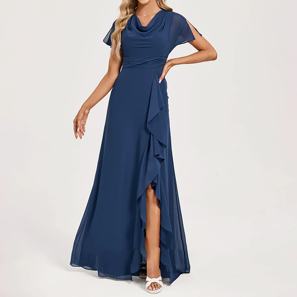 

2025 Women's Evening Dress Prom Party Long Chiffon Formal Cocktail Gown Spring Summer A-Line Floor Length Wedding Guest Dress