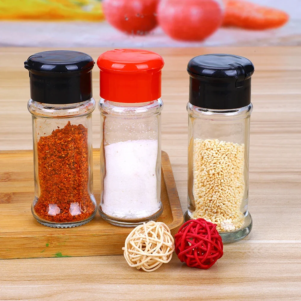 100ML Clear Seasoning Jars Salt Pepper Shaker Bottles Spices Storage Jar Condiment Boxes Home Kitchen Gadget Easy To Refill Pour