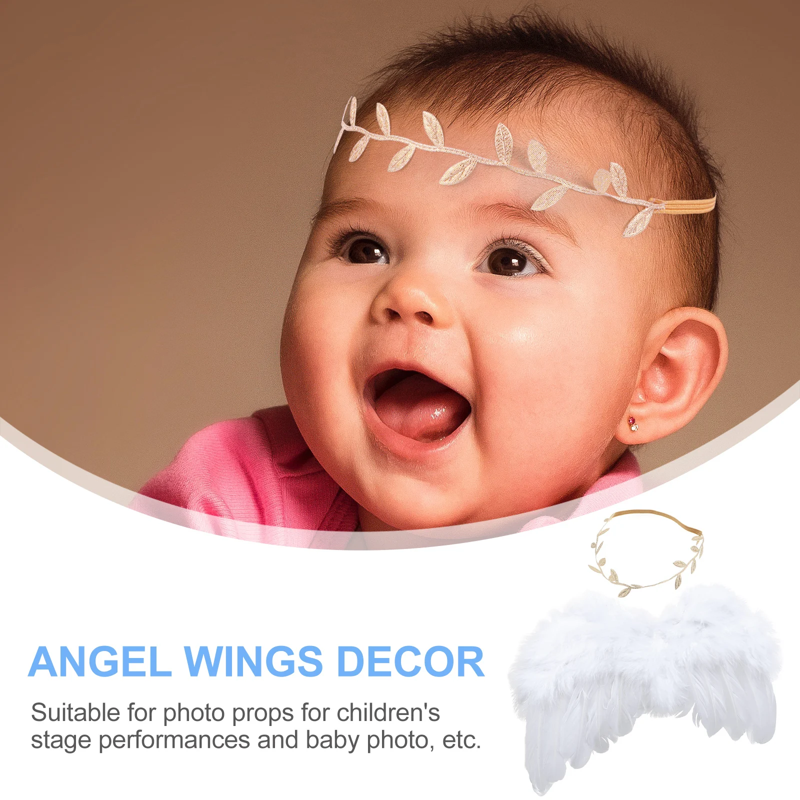 

1 Set Angel Wings Leaf Headband Newborn Baby Photo Props Reusable Durable Costume For Baby Shower Stage Party Photography Studio