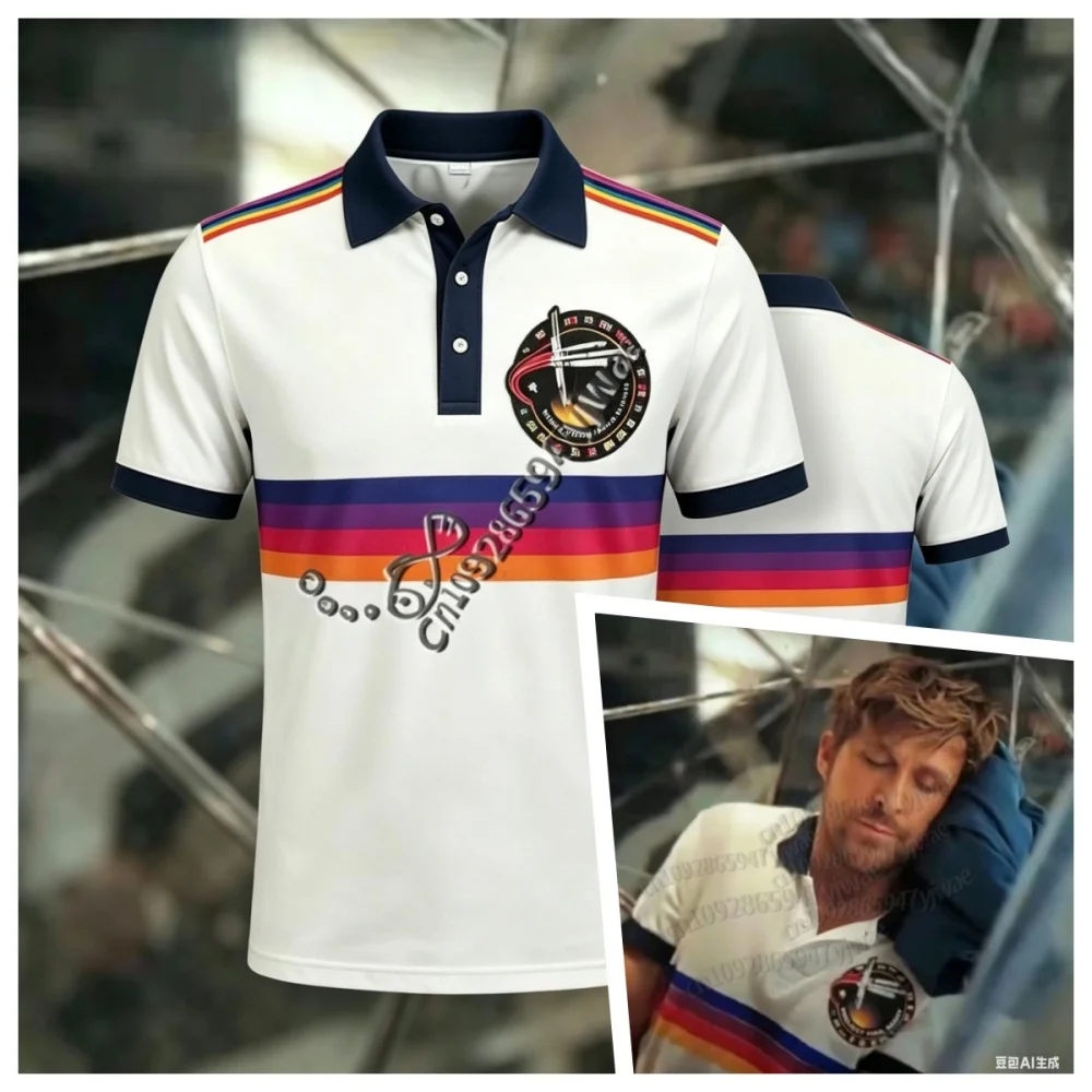 T-shirt Ringer Cosplay Project Hail Mary 26 avec Patch Mission, T-shirt Ringer Tendance, T-shirt Ringer pour Fans (Style Ryan Gosling), T-shirt Polo C