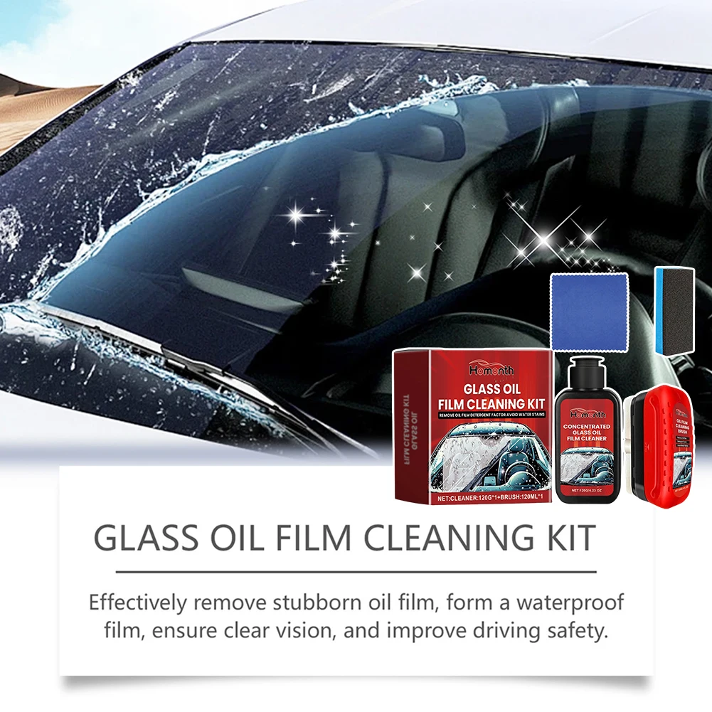 Glass Oil Filming Cleaning Kit Portable Anti-rain Fog Cleaning Glass Brush For Safe Driving Long-lasting Car Glass Oil Film Tool