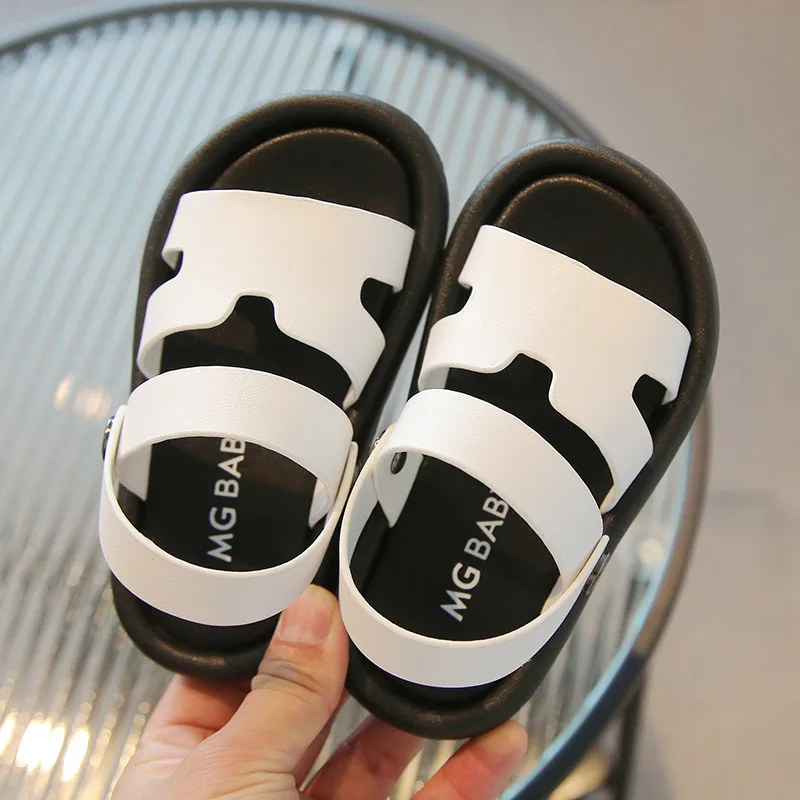 Boys Beach Sandals 2023 Summer Baby Girls Flats Fashion Party Dress Shoes Toddler Kids Shoes Brand Outdoor Black Slide Soft Sole