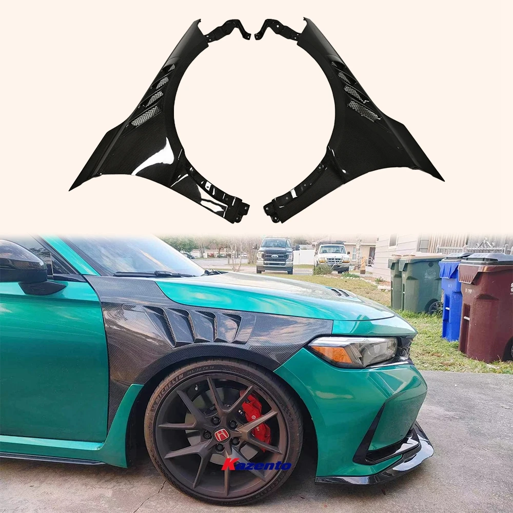 

For Honda Civic Type R FL5 KZ Style Carbon Fiber Cooling Vented Front Fender 2pc