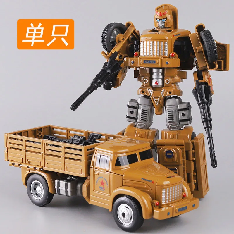 

Children's deformation truck robot liberation truck transporter car model inertia military toy car toy