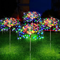 LED Solar Fairy Garland Outdoor Waterproof 8 Modes Fireworks Light Street Garden Fence Lawn Landscape Path Decoration Solar Lamp