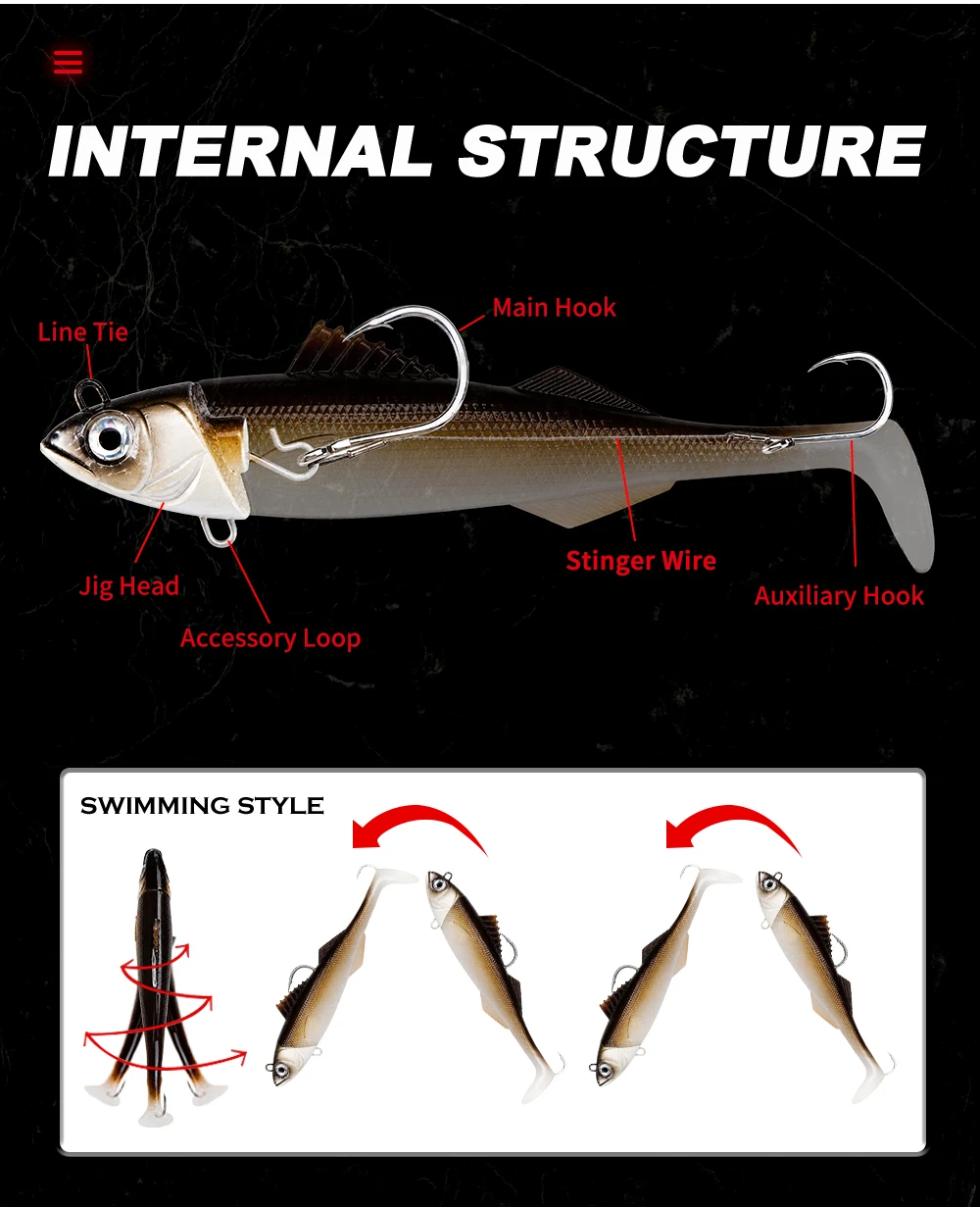 Hunthouse Heavy Soft Swimbait 200mm 150g PVC T-Tail Salzwasser-Köder Sea Monster Slayer Angelzubehör für Seebarsch und Grouper LW218 – Detail 6