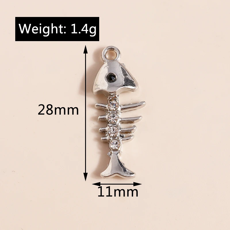 10pcs 28*11mm Crystal Bone Fish Charms for Earrings Bracelet Making Accessories Charms Pendants of Necklace Diy Jewelry Making