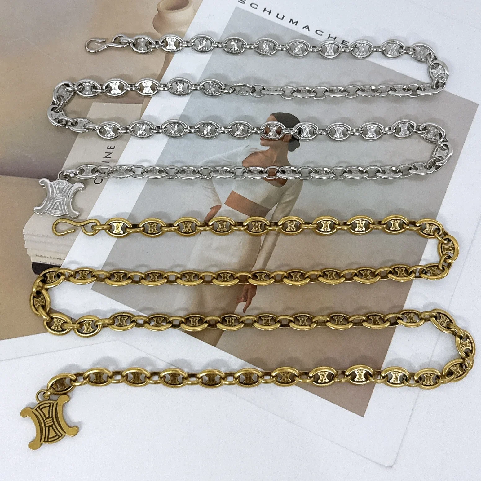 العصرية سلسلة معدنية مجوهرات الجسم للنساء فستان الجينز مطابقة التبعي ريترو ستايل السيدات الخصر سلسلة الإكسسوارات العصرية