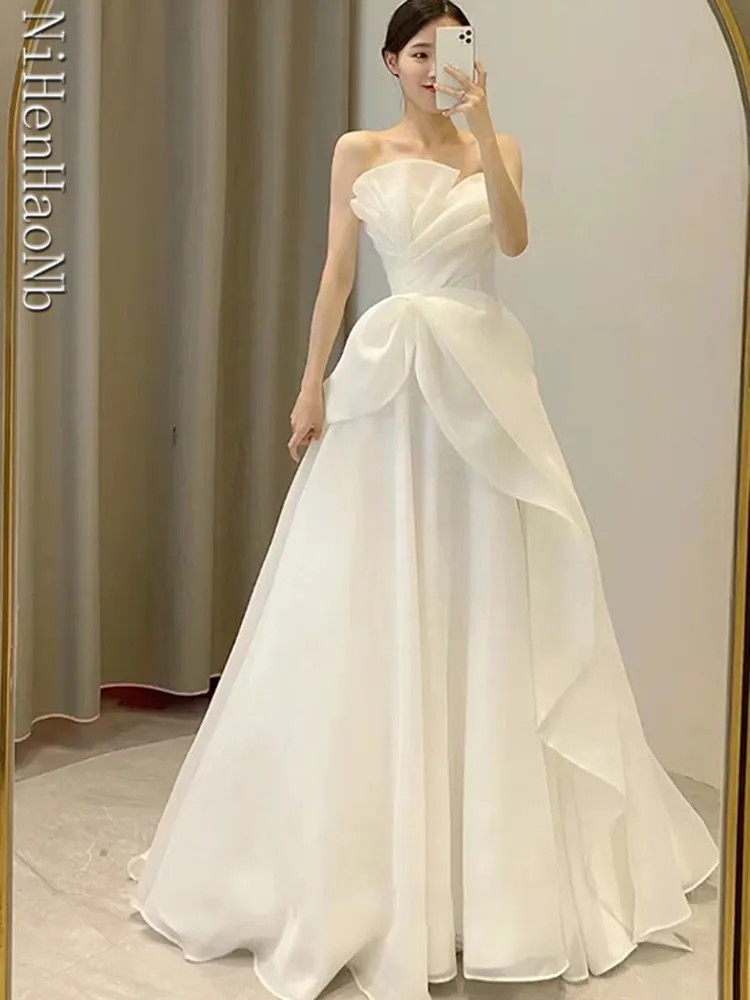 Robe De Mariee New Wedding Dresses Strapless Fashion Cheap Bride Dress Vestidos De Novia