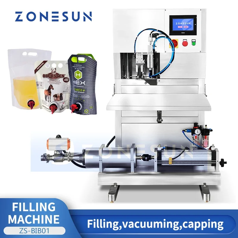 ZONESUN Semi Automatic Pouch With  Spout Tap Filling Machine BIB Filler Beverages Water Bag In Box Packaging Equipment ZS-BIB01