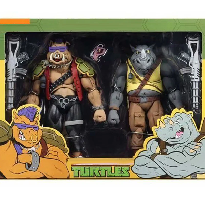 NECA Bebop Rocksteady Action Figure Michelangelo Shredder Donatello Turtle Footsoldier Krang Figures Halloween Birthday Gift Toy