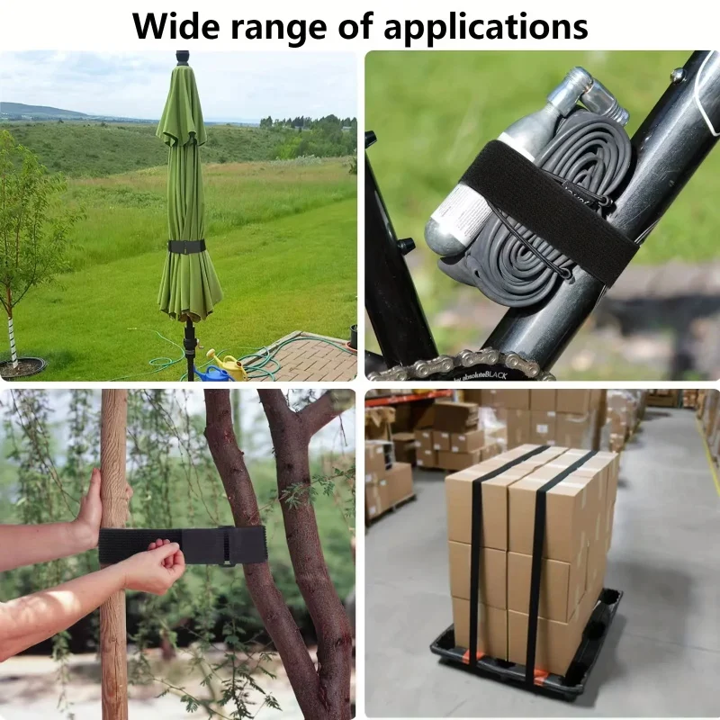 أشرطة كابل شديدة التحمل مع أبازيم خطاف أسود وأشرطة حلقة أربطة كابل قابلة لإعادة الاستخدام للمنظم أو التخزين بعرض 5 سم #5