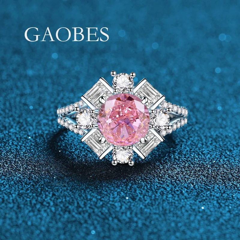 

Luxury Solid Platinum PT950 Ice Flower Cut Pink Sea Blue Red Women's Diamond Ring