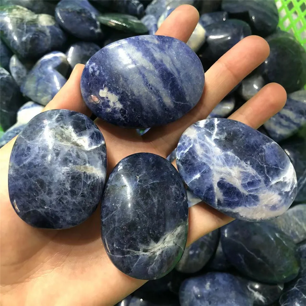 Wholesale 1PC Natural sodalite Palm Massage Stones Mineral Specimen Healing Natural Quartz Crystals