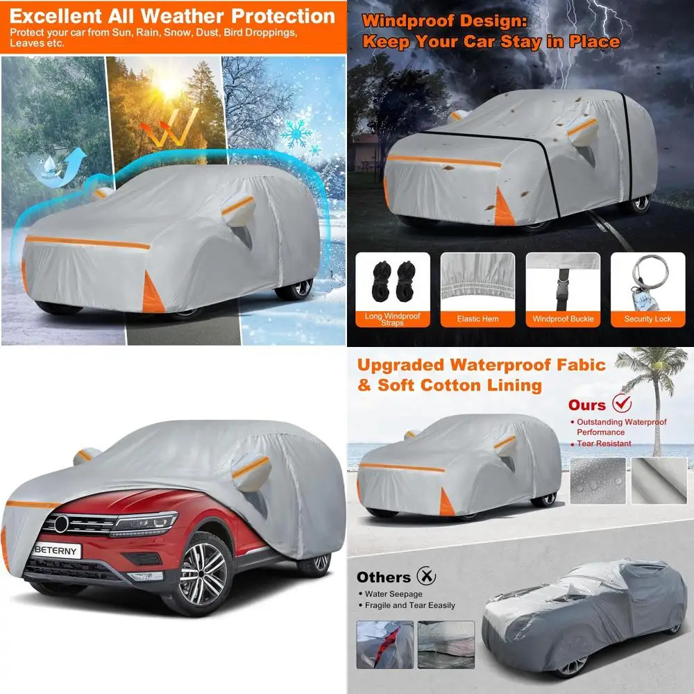 

All-Weather Sun, Rain, UV, Dust Protection Car Cover for 2007-2025 Short Wheelbase Vehicles with Door Zipper and Cotton Lining -