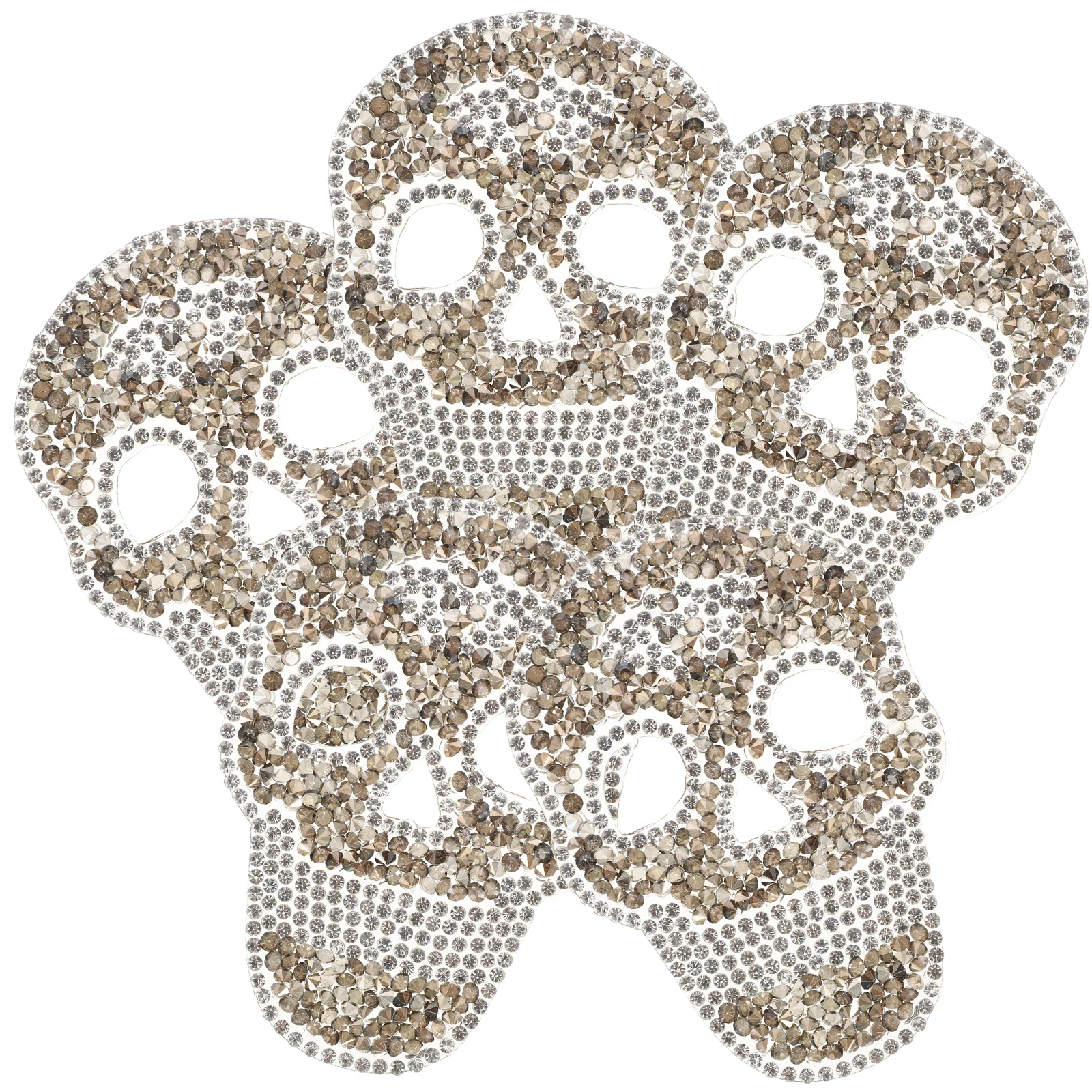

5 Pcs Hot Drill Patch Repairing Patches Silver Skull Iron Glitter Cartoon Stickers Rhinestone Hat