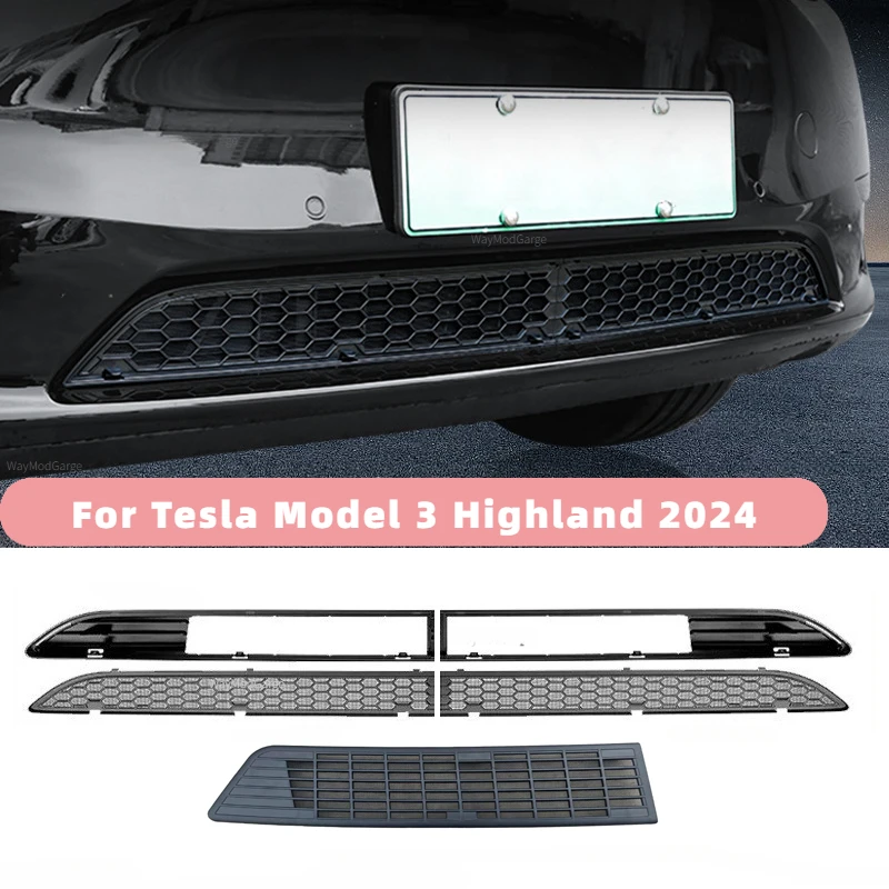 Rete a prova di insetti di aspirazione aria per Tesla Model 3 Highland 2024 Paraurti anteriore Ingresso Griglia protettiva Copertura Antipolvere