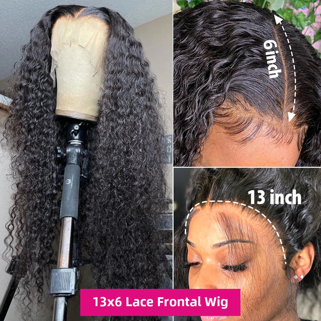 Peruca de cabelo humano brasileira onda profunda para mulheres, 13x4, 13x6 HD peruca frontal de renda, 360 rendas completas, pré-arrancadas