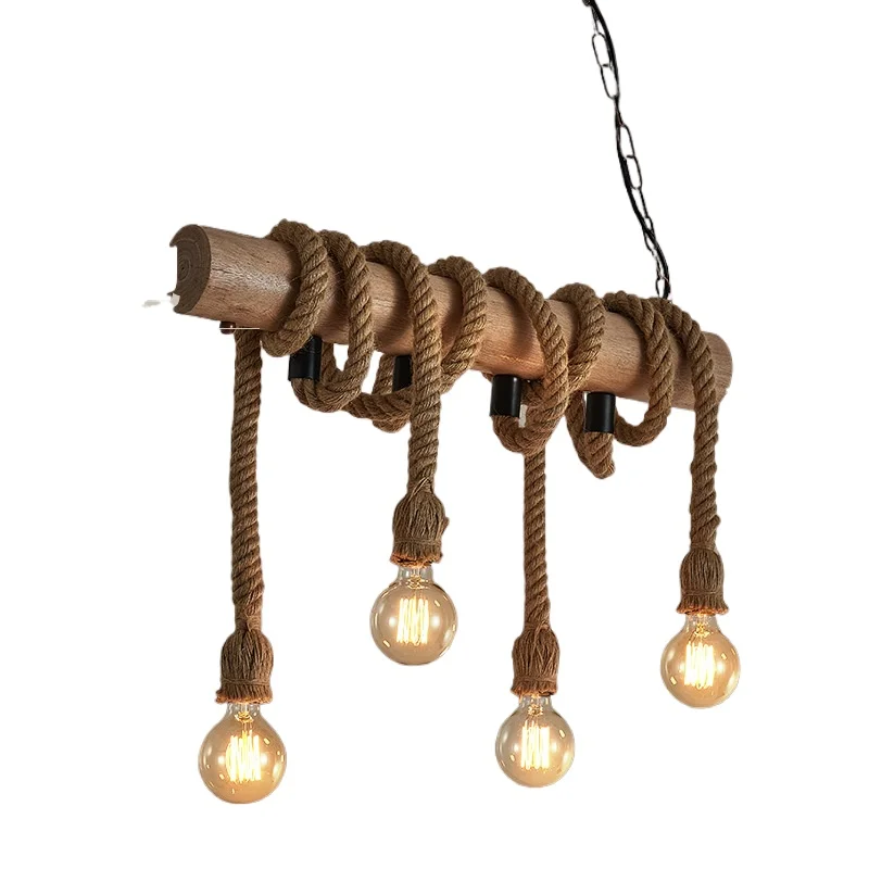 

Restaurant bar lights, hotel clothing store lights checkout page Internet cafe retro hemp rope chandelier