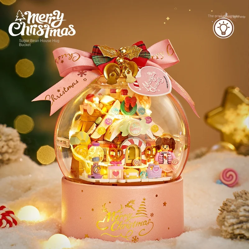 KNEW بنيت LED هدية الكريسماس ألعاب مكعبات البناء الصغيرة-سانتا كلوز ، شجرة عيد الميلاد للحزب ، سهلة التجميع ، ديكور ذاتي الصنع ، محبوب من قبل الأطفال