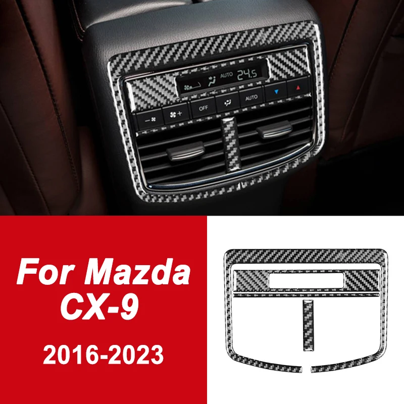 

For Mazda CX-9 CX9 2016-2023 Carbon Fiber Rear Air Conditioner Air Vent Decorative Sticker Decorative Frame Auto Accessories