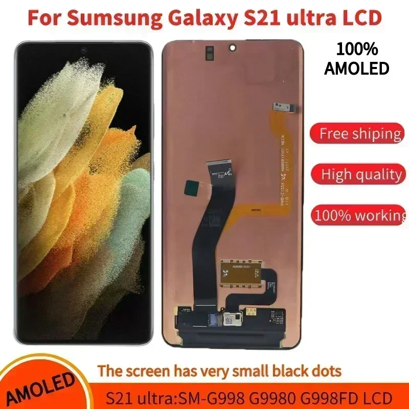 

AMOLED 6,8 ''ЖК-дисплей для Samsung Galaxy S21 Ultra 5G Screen G998 G998U G998B G998F/DS дисплей сенсорный экран дигитайзер в сборе