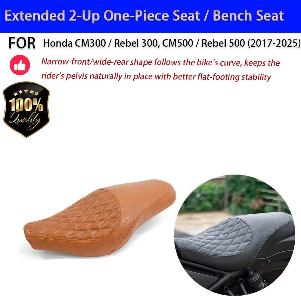 For Honda CM300 CM500 Rebel Extended 2-Up One-Piece Seat Comfort Cushion No-Drill Accesorios Moto