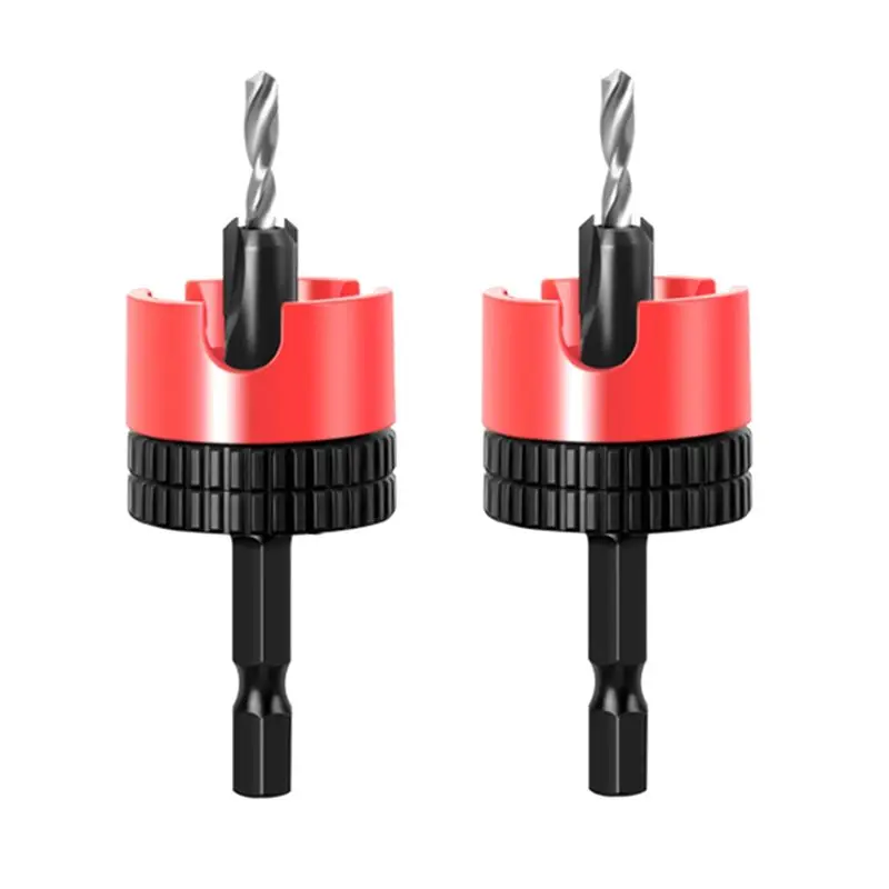 

A95G 2PC Woodworking Limit Countersink Drill Non Slip Hexagonal Shank With Bearing Adjustable Step Drill Screw Opener