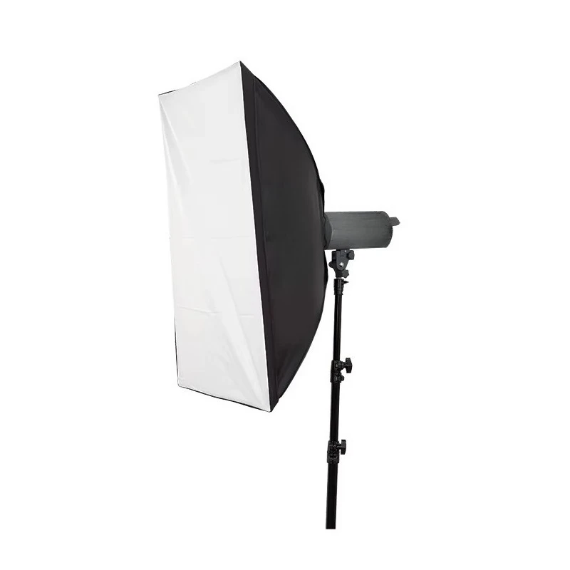 Photo studio equipment kit with barn door, umbrella, soft box, rack