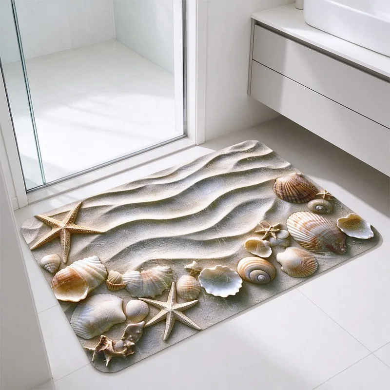 1 Piece Beach Sand Seashell Wave Patterned Rug, Soft and Comfortable, Suitable for All Seasons, lightweight and Easy to Maintain, Home Decor, Living Room, Bedroom, balcony, Entryway, Autumn Winter