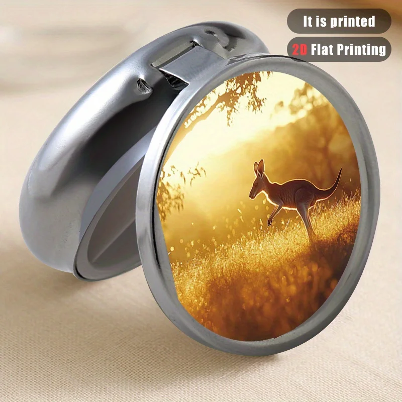 Kangaroo 17 Printed Round Multi-Purpose Metal Box, 3-Layer Mini Portable Type, Suitable for Travel and Outdoor Activities, Multi-Layer Storage Box for Vitamins, Organizer Box, Small Gift Collection Box, Printed Locations May Vary