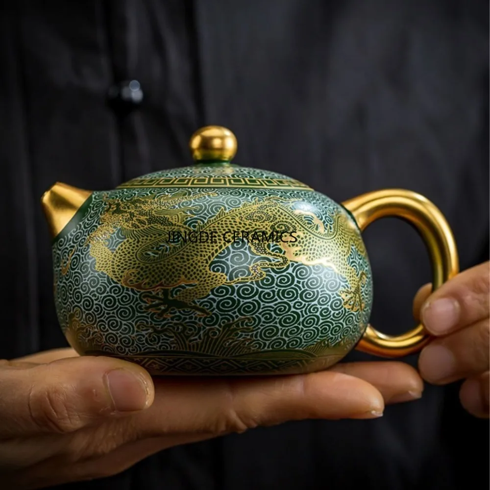 200ml Yixing Purple Clay Tea Pot High end gilded double dragon play beads Teapot Zisha Kettle Chinese Tea Accessories