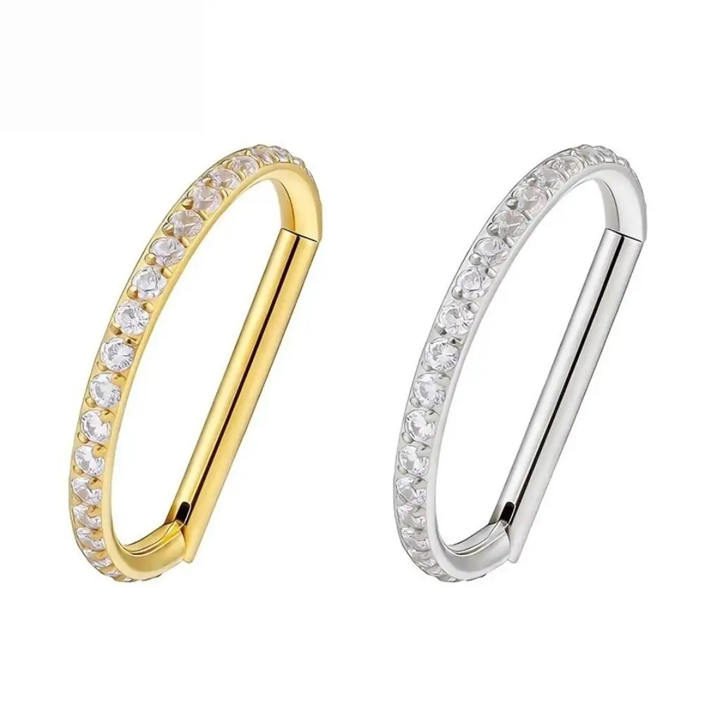 New F136 Titanium Nose Clicker Hoop Hinged Closure Silver Gold Conch Helix Earring 16G D Shape Body Jewelry Body Decor