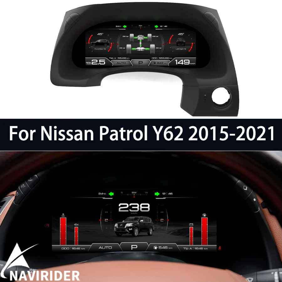

Цифровой ЖК-дисплей приборной панели 12,3 дюйма (1920*720) для Nissan Patrol Y62 2015-2021 и Infiniti QX80