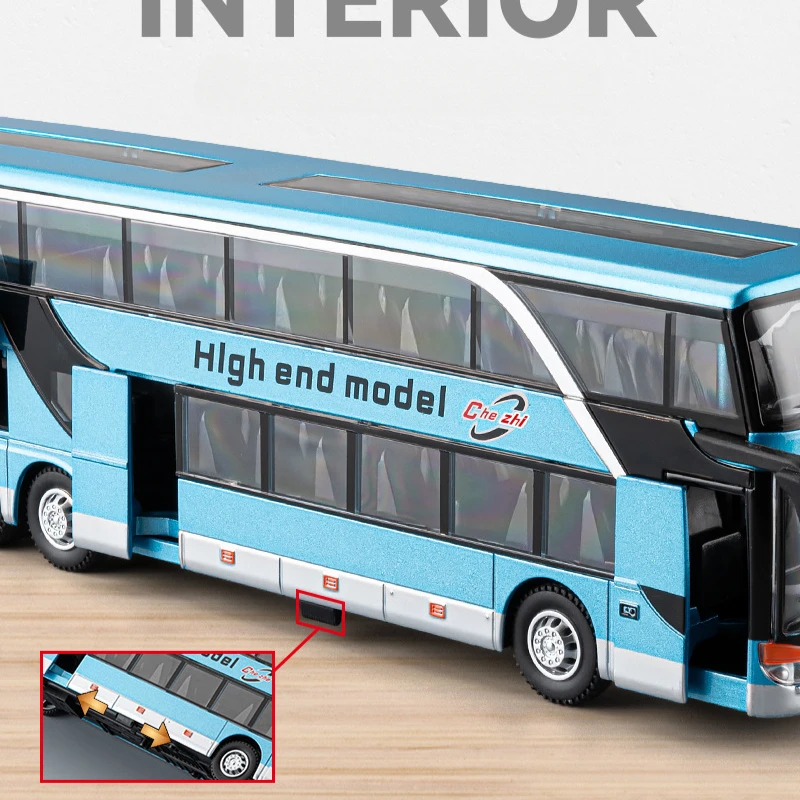 Simulation 1:30 Business Double-decker Bus Alloy Car Model Diecast Metal Children Boy Toys Gift Voiture Miniature Home Decor