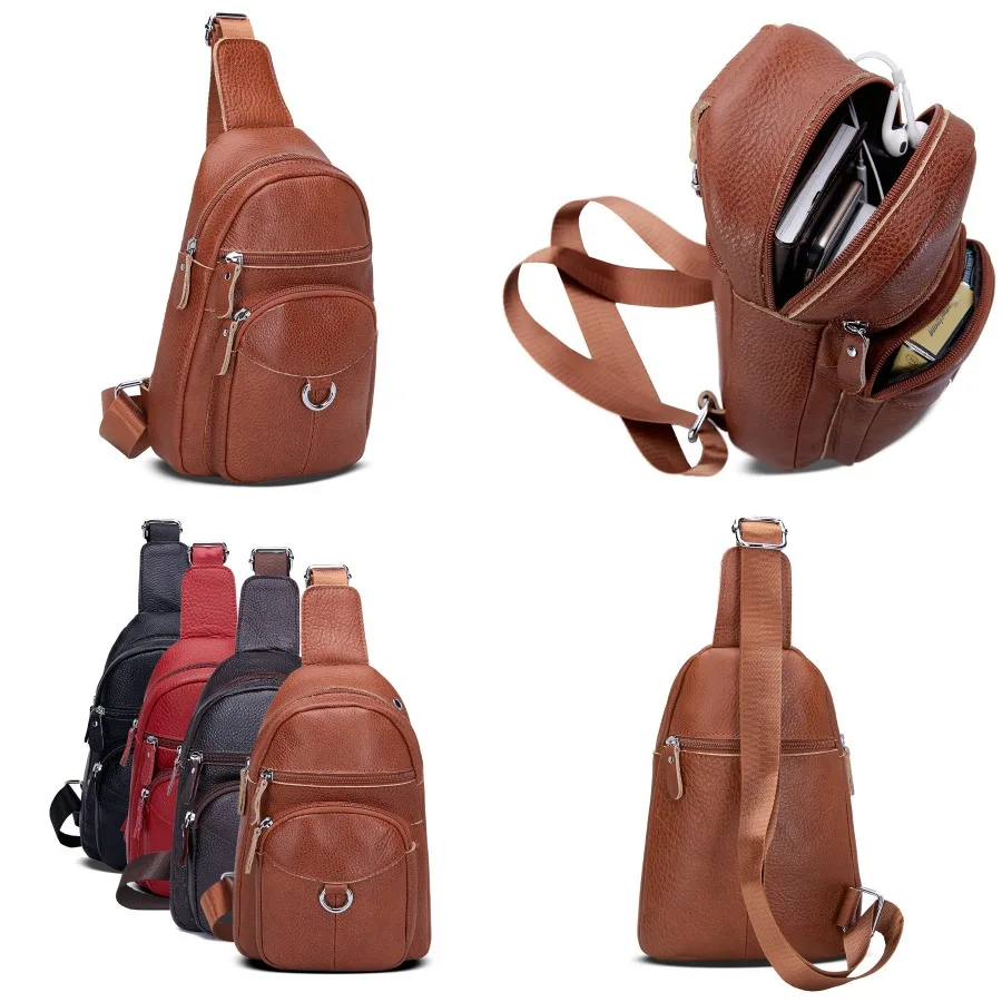 

【New style】Taobao new Korean casual women's chest bag top layer leather backpack multi-functional backpack fashionable leather